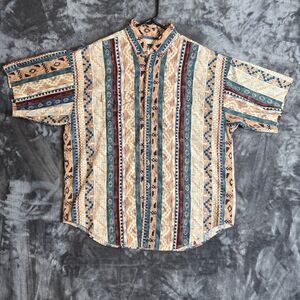 Vintage Panhandle Slim Western Button Down Short Sleeve Aztec Print Geometric XL